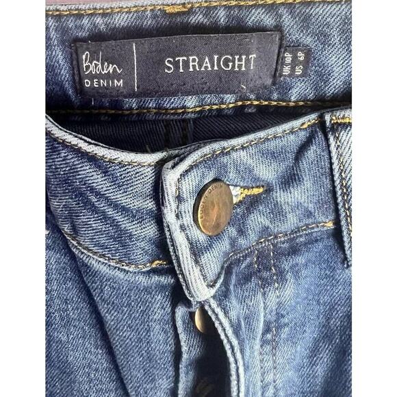 Boden High Rise Button Relaxed Stretch Straight Jeans Ankle Raw Hem Sz 6 Petite - Picture 5 of 9